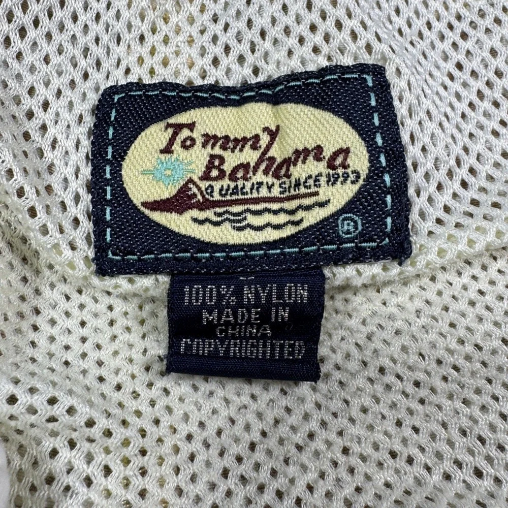 Tommy Bahama Mens Hula‎ Girl Shell Hawaiian Print Swim Trunks Tan Nylon Lined XL